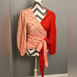 NWT Farm rio color block wrap top size large